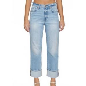 NEW DAZE women's sundaze high waist cuff crop jeans in fate